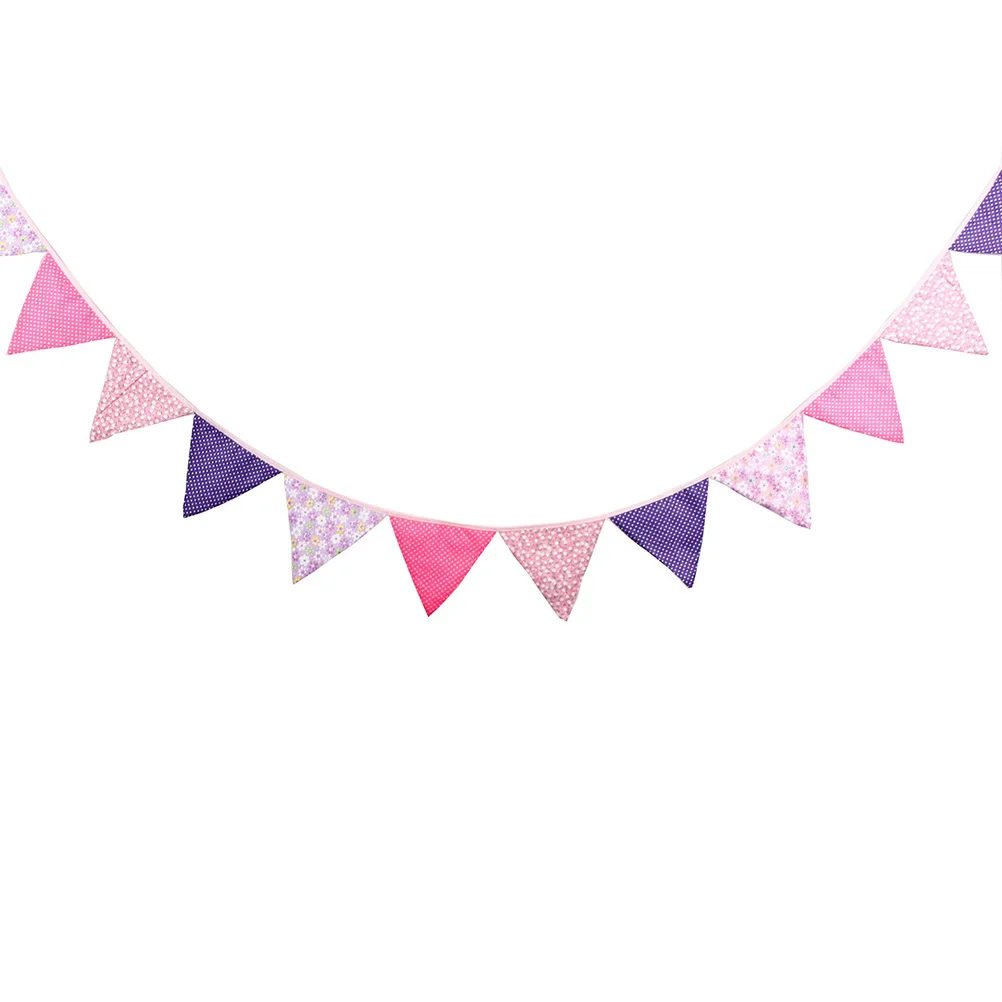 

Triangle Cotton Pennant Banner 12 Flags Colorful Party Decoration Birthday Wedding Nursery Garland Pennant Banner