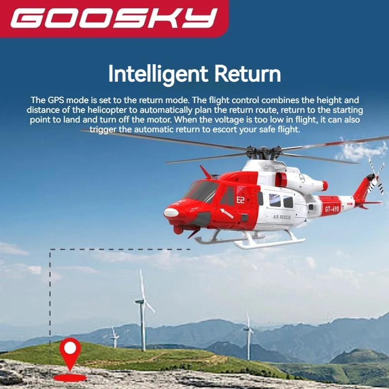Goosky gps helicóptero de controle remoto inteligente simulação lutador duplo sem escova unidade direta modelo de helicóptero de controle remoto