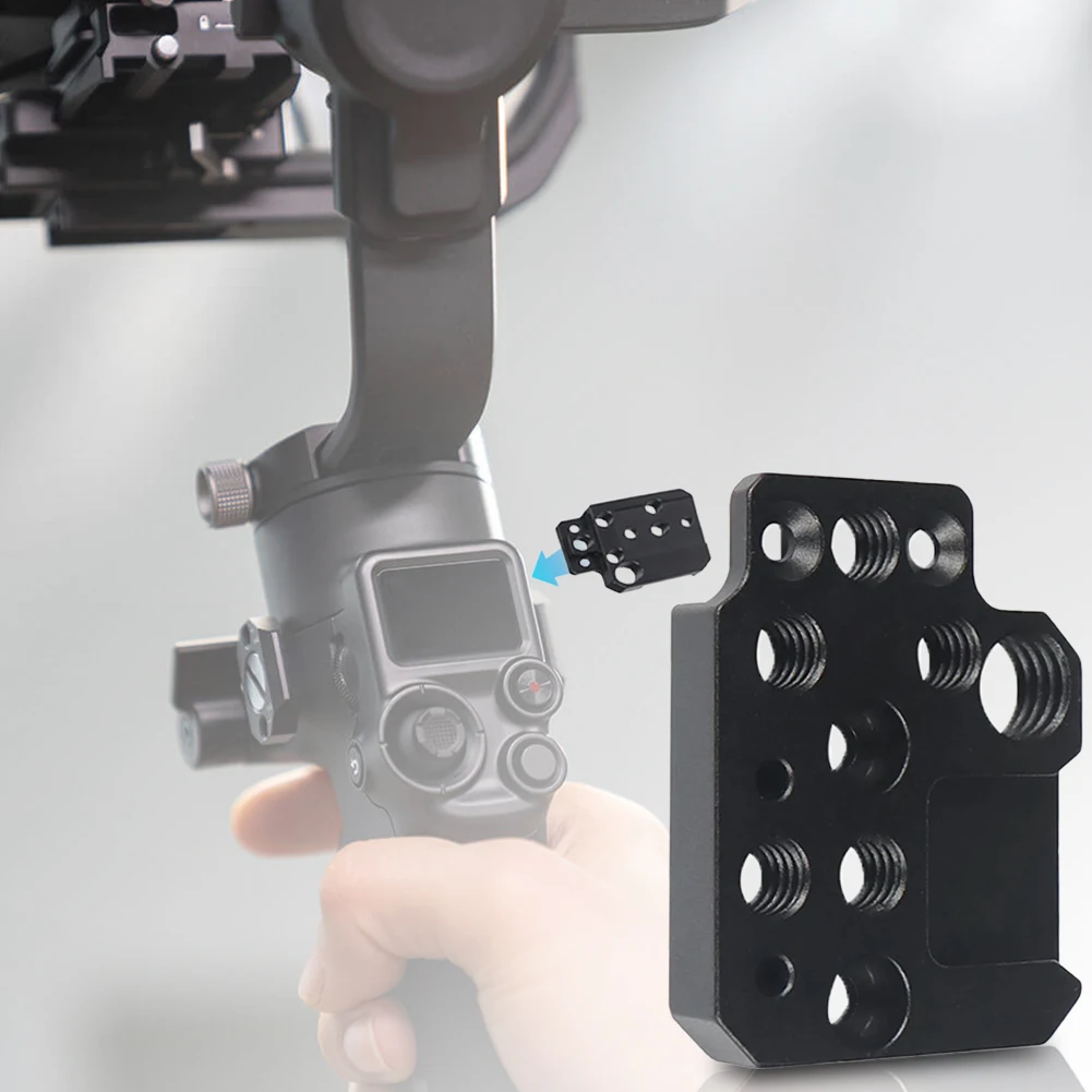 Mic Light Adapter Extension Plate with 1/4 3/8 Threaded Holes Cold Shoe Mount for Ronin RS3/RS2/RSC2/SC/S Gimbal Mount Plate