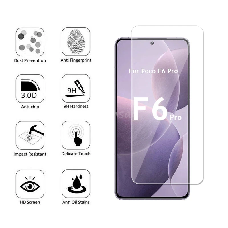 For Xiaomi Poco F6 Pro Glass Poco F6 Pro Tempered Glass Phone Screen Protector Flim 9D Camera Flim Poco F6 Pro Glass Tempered