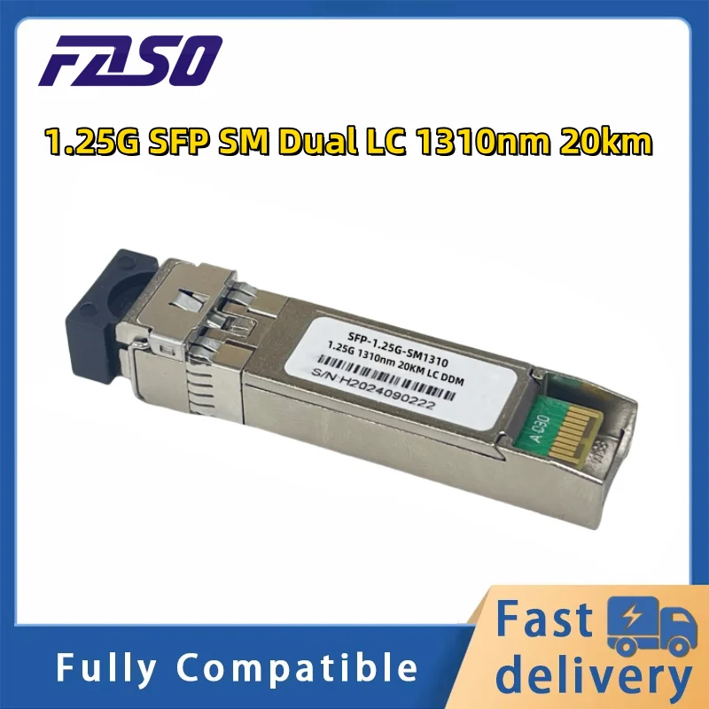 

1.25G SFP Fiber Optical Transceiver Module Single Mode Dual LC 1310nm 20km Compatible with Cisco/Mikrotik/Netgear/UBNT Switch