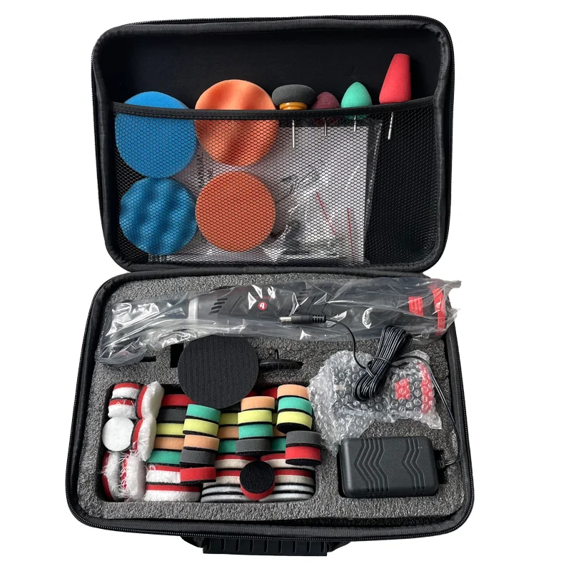 Polisher Gift Set 2*12v2000mAh Lithium Batteries Cordless DA/RO Mini Auto Buffer Polisher Set Wireless Car Detailing Machine