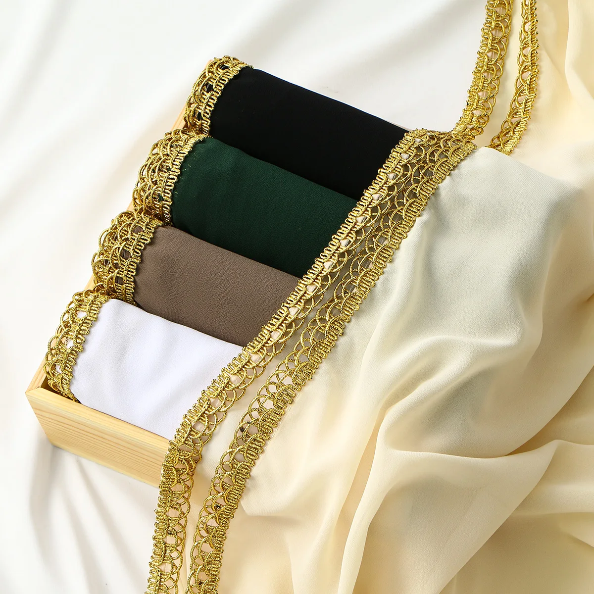 تصميم جديد الذهبي موجة الشيفون وشاح طويل قسط التطريز شال مسلم الحجاب عادي الحجاب عصابات Turbante Mujer 180*70 سنتيمتر