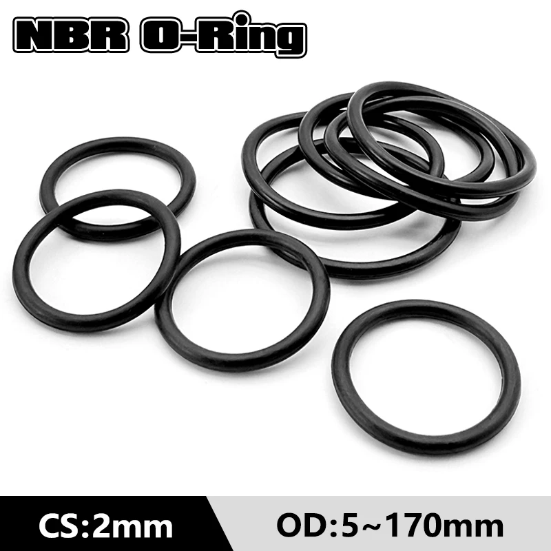 20/50pcs NBR Oil Resistant O-Ring CS 2mm OD5 To 40mm Nitrile Rubber Washer Water Tap Plumbing Fuel Pipe Sealing Gasket