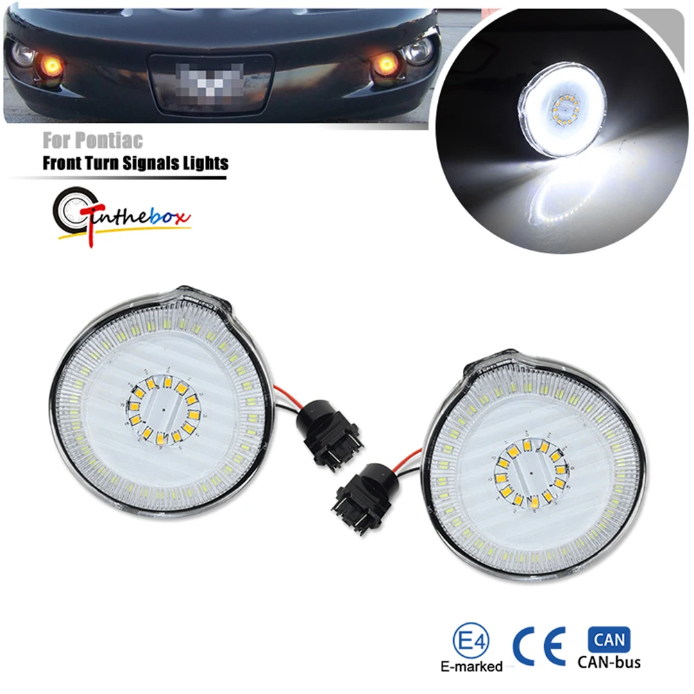 Switchback Amber LED Car Front Bumper Turn Signal Lights & White DRL Running/Driving Lights For Pontiac Firebird 1998-2002 12V