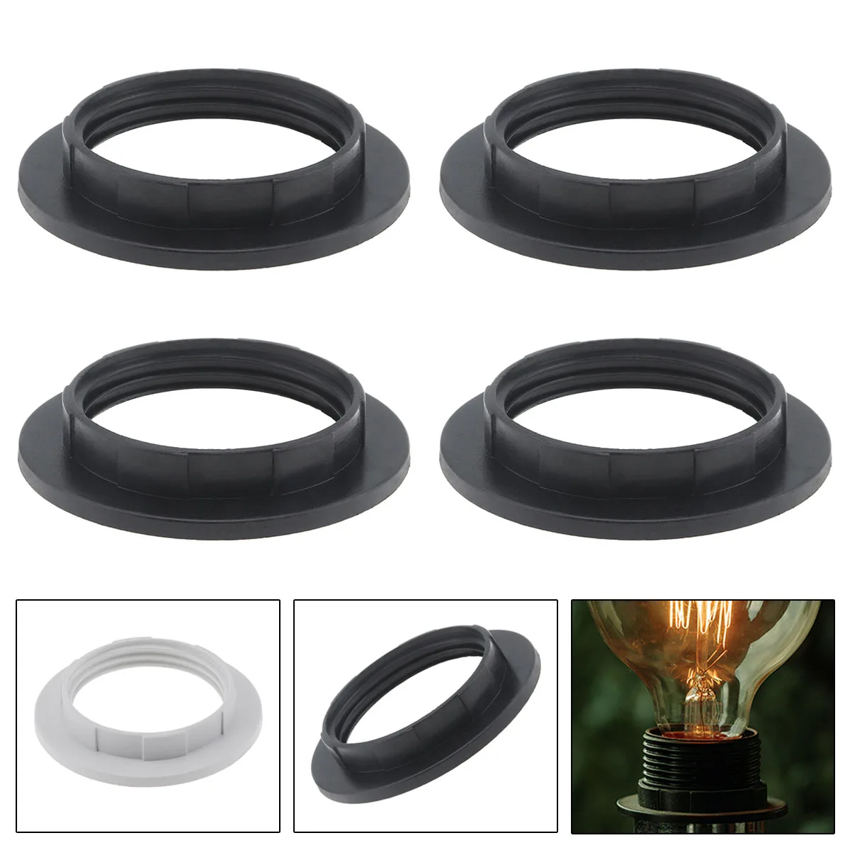 4pcs E26 Lamp Shade Collar Rings Threaded Candelabra Base Retainer Lock Socket Replacement Bulb Socketsnt