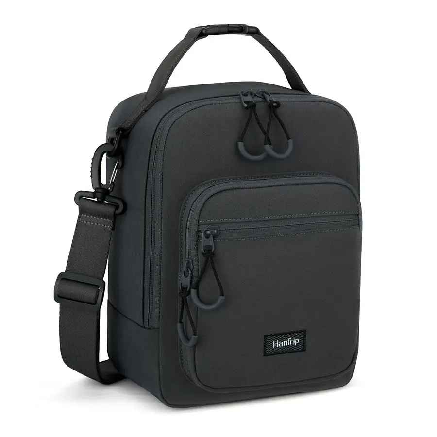 

Lunch Bag with Adjustable Shoulder Strap, Lunch Box for Women Men, Reusable Portable Lunchbox for Office Work Picnic Dark Gray