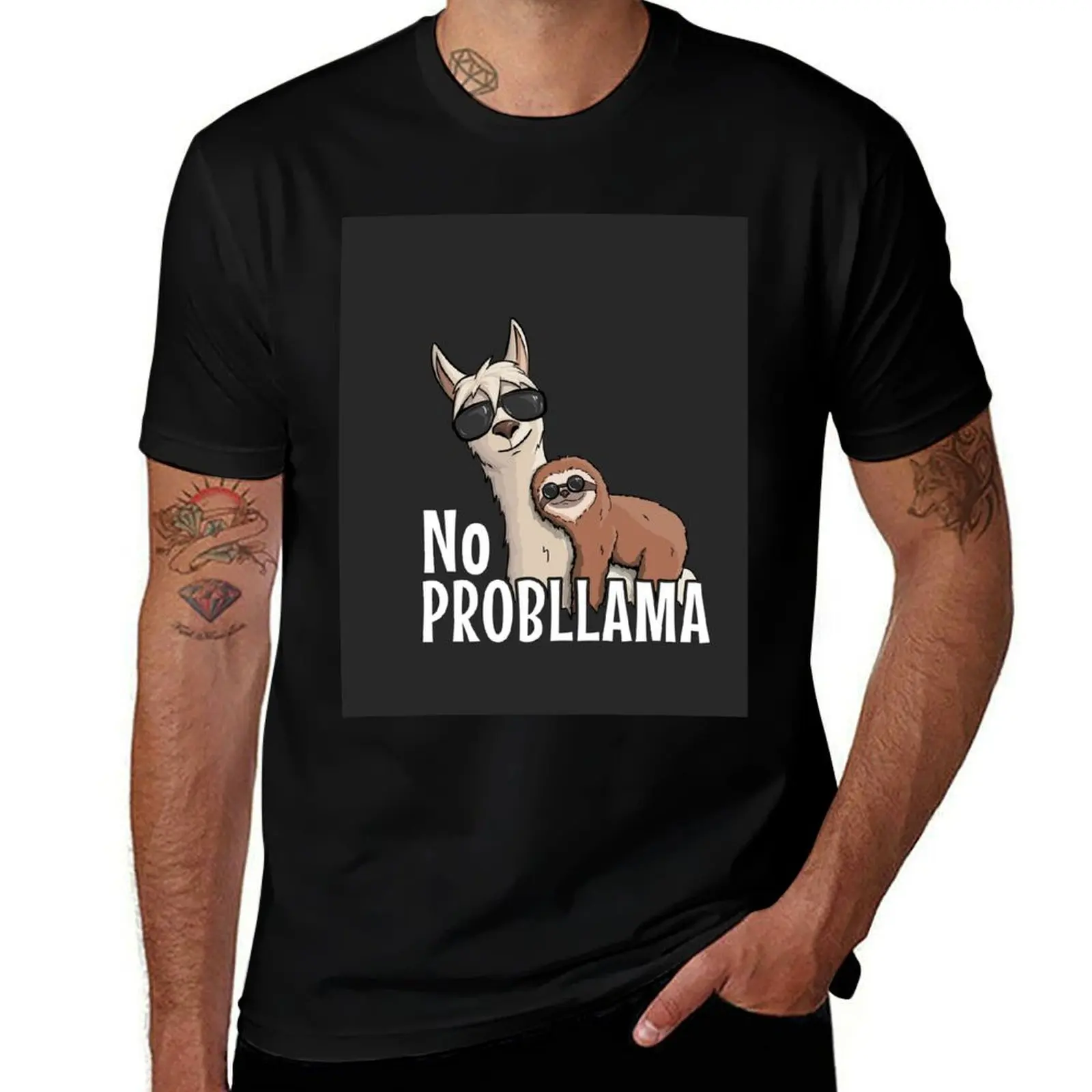 

No Prob-LLama Hipster Llama & Sloth With SunGlasses Gift T-Shirt for a boy valentines boutique clothes heavyweights mens clothes