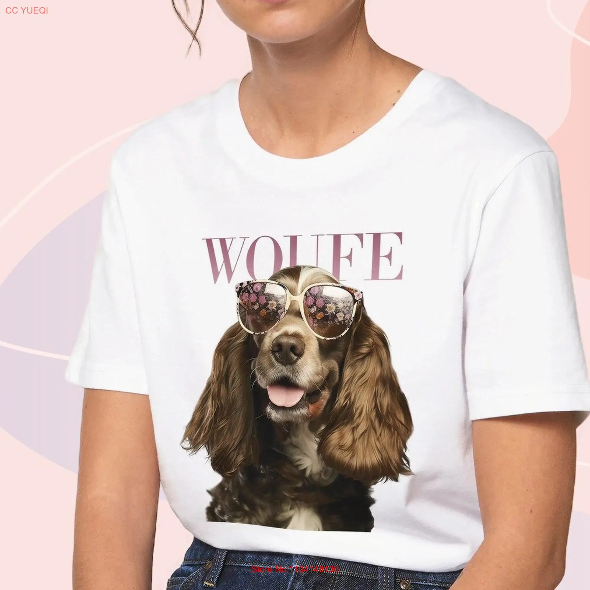 English cocker spaniel t shirt Illustrated Fashion gifts Cute dog art Woufe design Creator DOGAILAND