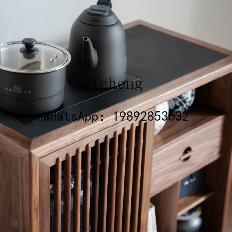 ABC  tea side cabinet  room black walnut old elm embedded storage tea cabinet
