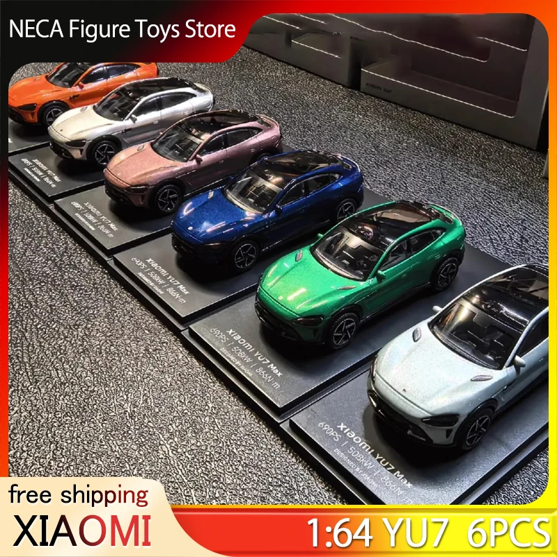 

New Xiaomi Yu7 1:64 Diecast Car Model Set 6 Color Alloy Pull-Back Vehicles Mini Collectible for Xiaomi Fans Car Enthusiasts Toy