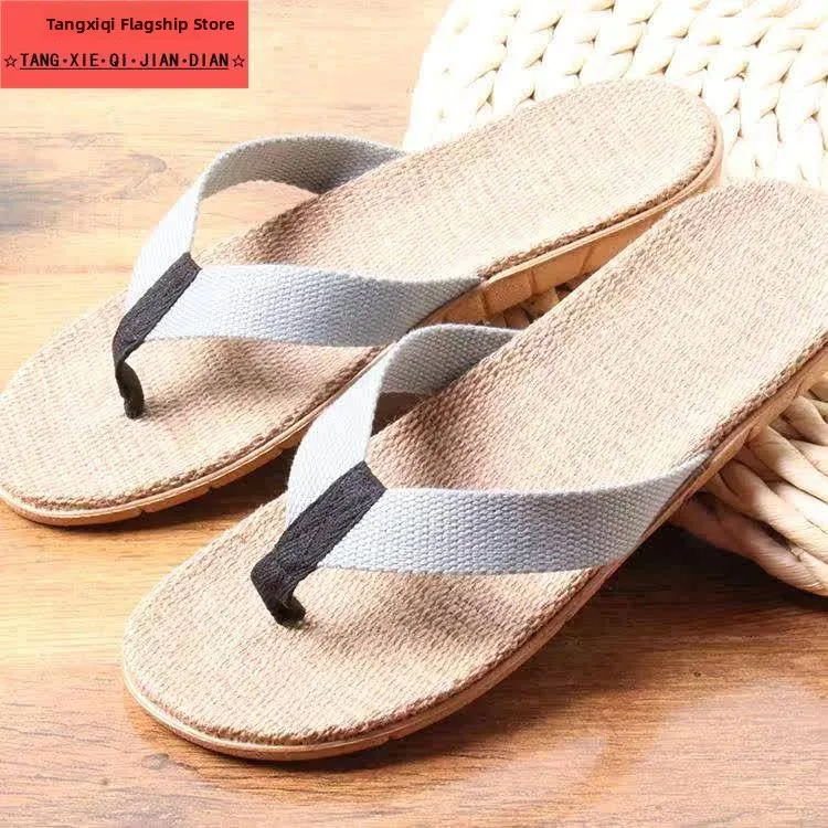 

Новые домашние тапочки, мужские льняные тапочки-шлепанцы, весенне-летние противоскользящие домашние тапочки, крутые тапочки, удобные повседневные тапочки