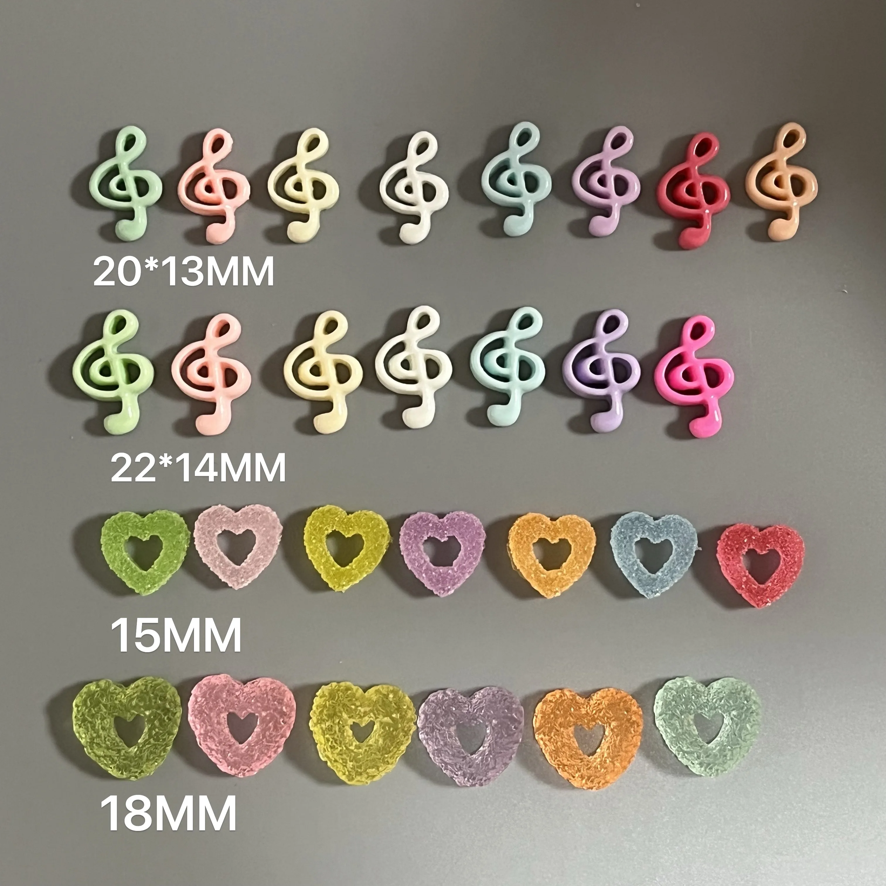 10pcs Summer Cute Cartoon Resin Colorful Musical Note Glitter Lip Jelly Love Heart Diy Phone Case Part Nail Art Decoration Charm