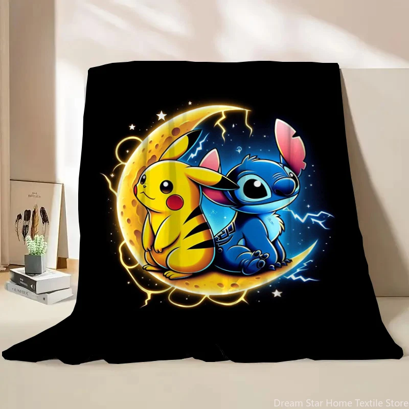 Anime Pokemon Flannel Fluffy Soft Blanket Pikachu Home Sofa Lunch Break,Throw Blanket For Kids Student Bed Blanket Nap Cover