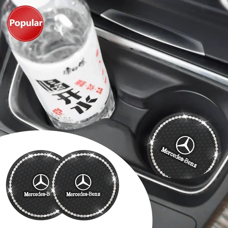 

# 1/2 шт. автомобильный Стайлинг, алмазная автомобильная подставка для чашки с водой, противоскользящий коврик для Mercedes Benz B/C/E/S Class A Class C200L GLC GLK CLA