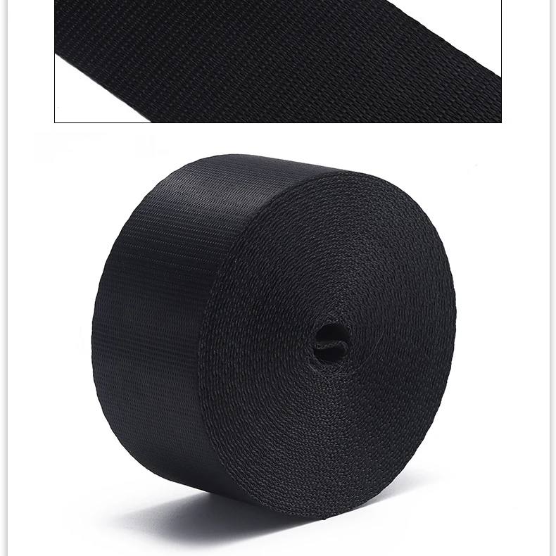 Black Seat Belt Accessories 30 Meters Belts High-strength Polyester Webbing Plain Weave Modified Parts Wholesale 3.5/4/10 Meters