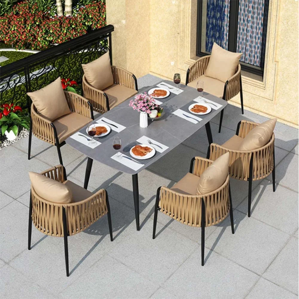 Mesa auxiliar de mimbre para exteriores, muebles de comedor, Patio, estilo europeo, nuevo diseño