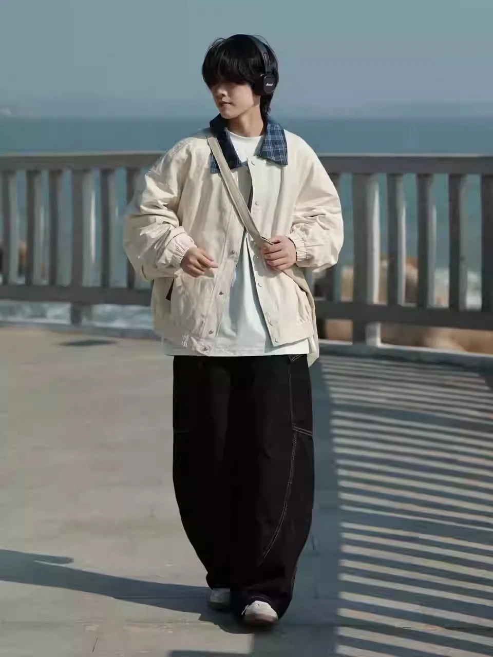 

Retro Japanese Sle Color Blo Plaid Jaet Men's Casual Loose Fit Spring Autumn New Trendy Brand Versatile Comfortable Top