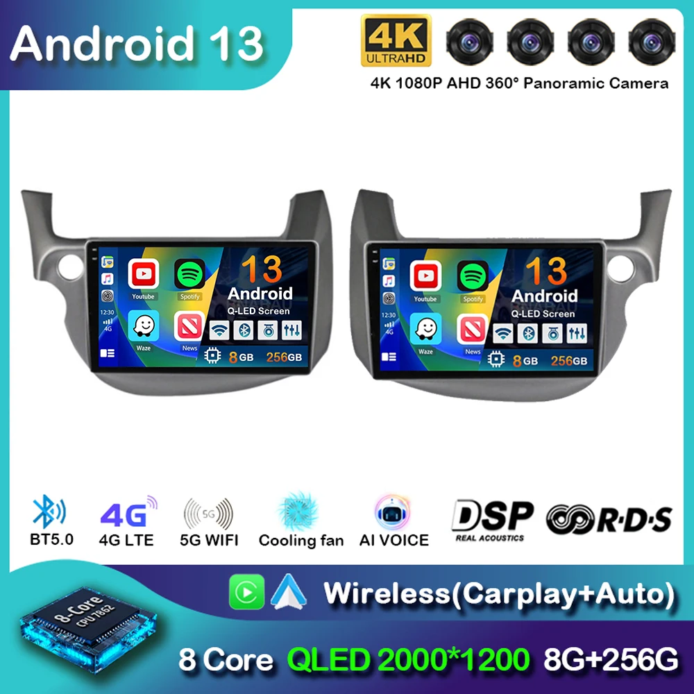 

Автомобильная магнитола Carplay, 10 дюймов, Android 13, для HONDA FIT JAZZ 2007-2013, мультимедийный видеоплеер, GPS-навигация, 4G + WIFI, головное устройство 2 Din