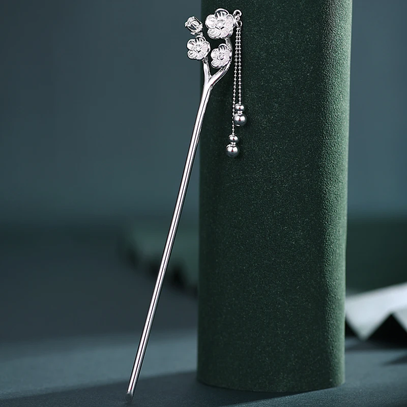 

ZABRA 990 Pure Silver Plum Blossom Pan Hair Hairpin, Ancient Style, Women's Luxury, New Chinese Hairpin, Birthday Gift