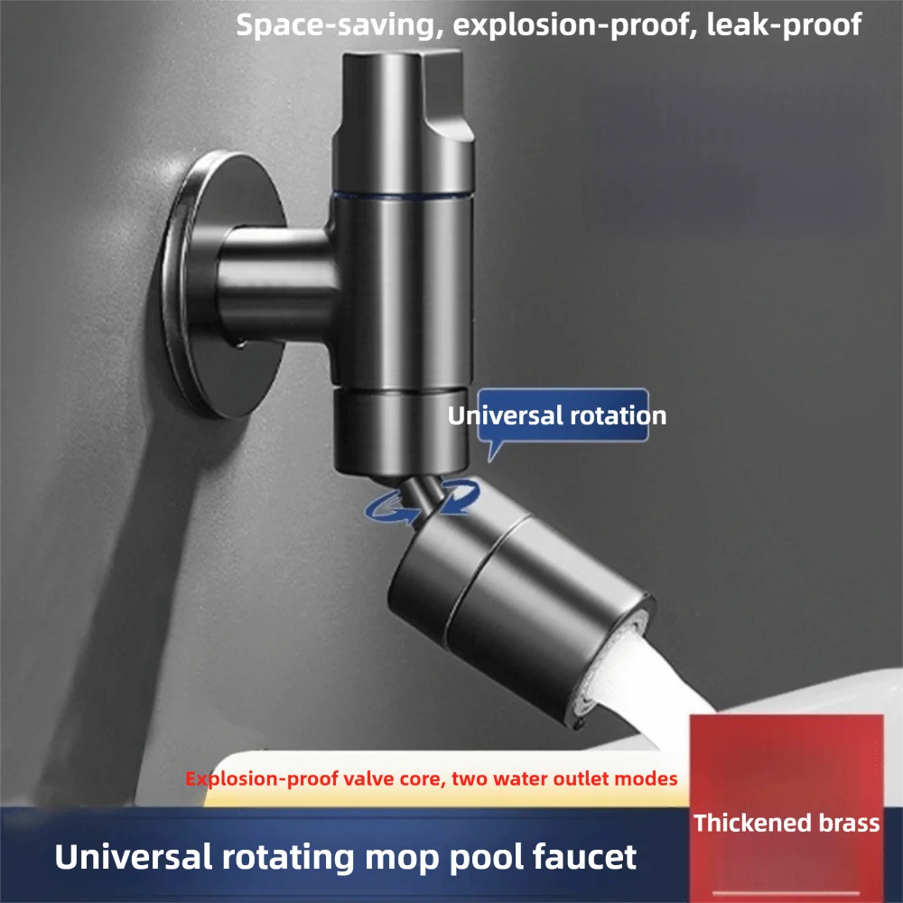 

Stainless Steel In-wall Faucet Splashproof Design Two Water Outlet Modes Mop Pool Faucet Mini Wash Basin Tap Mini Space Saving