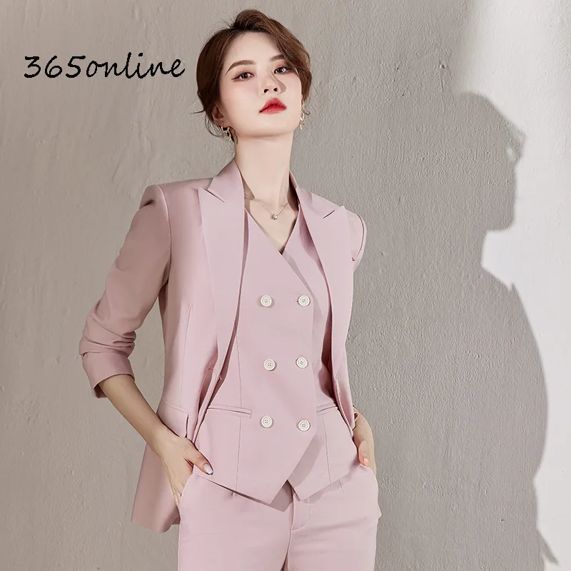 

Formal Business Suits with Pants and Jackets Coat and Vest & Waistcoat 3 Piece Set Autumn Winter OL Styles Blazers Pantsuits