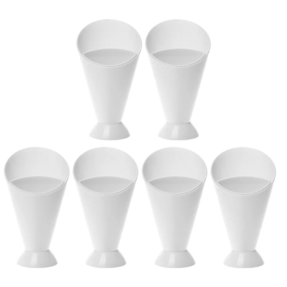 

6Pcs Salad Cup French Fry Holder Plastic PP Cone Dipping Cup Dual Slot Sauce Serving Container French Fry Holder