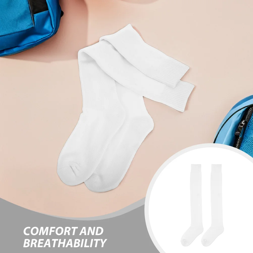 1 par de calcetines de esgrima hasta la rodilla de algodón blanco medias deportivas acolchadas transpirables para entrenamiento de competición