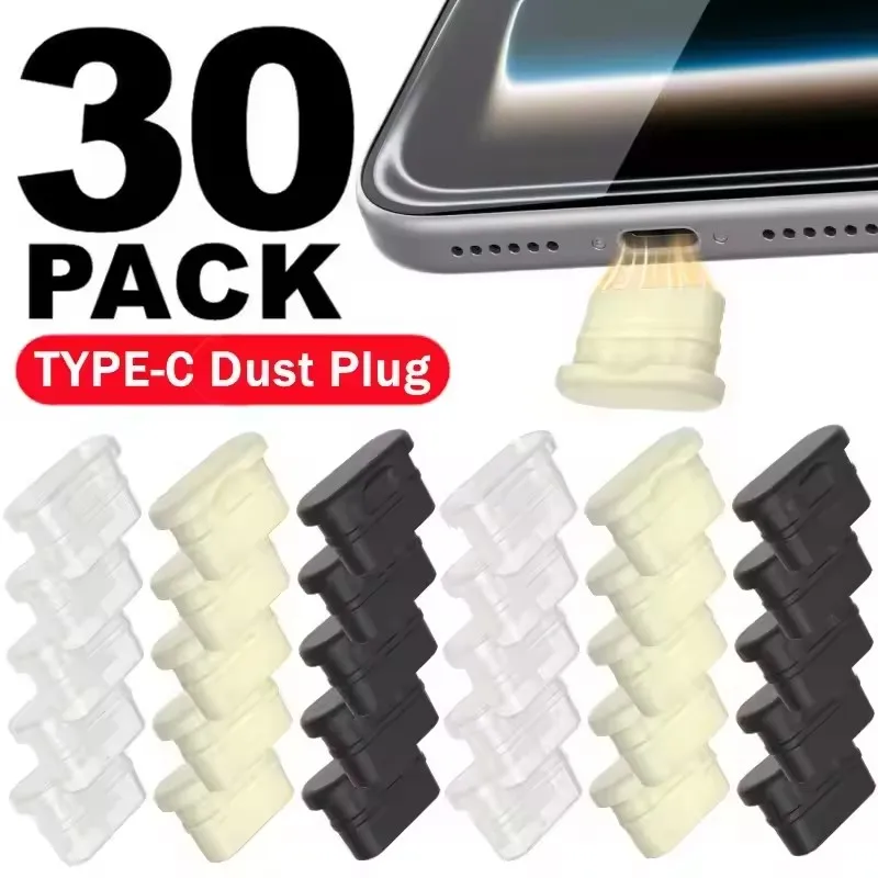 5-30PCS Silicone Dust Plugs Type C Charging Port Protector Stopper Cap Cover for iPhone 17 16 15 Pro Max Samsung Anti-Dust Plug