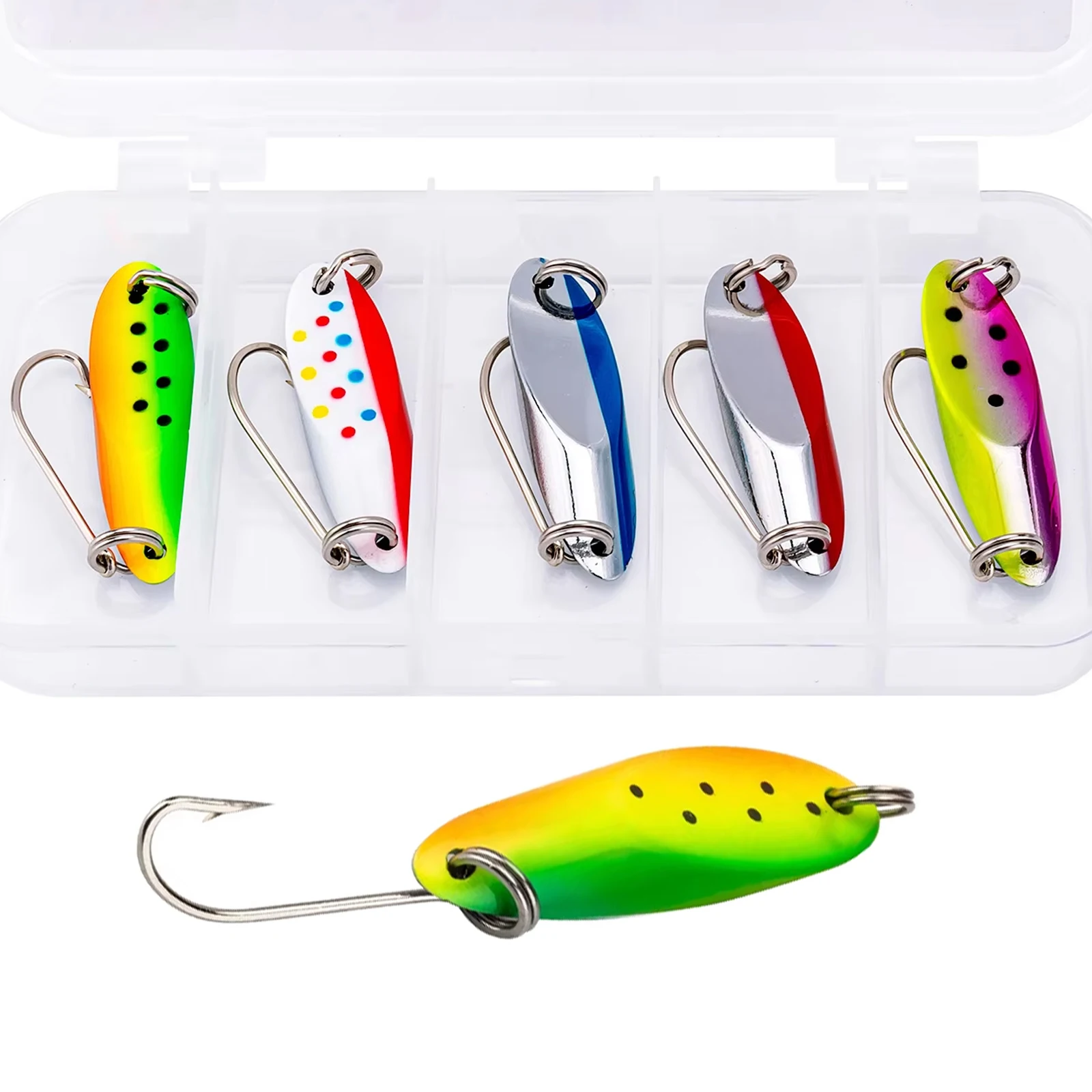 

5pcs Trout Spoon Lures 3.5g 5.5g 7.5g 10.5g Spinner Spoons Metal Baits For Pike Bass Wobber Jig Sequins Fishing Hard Bait