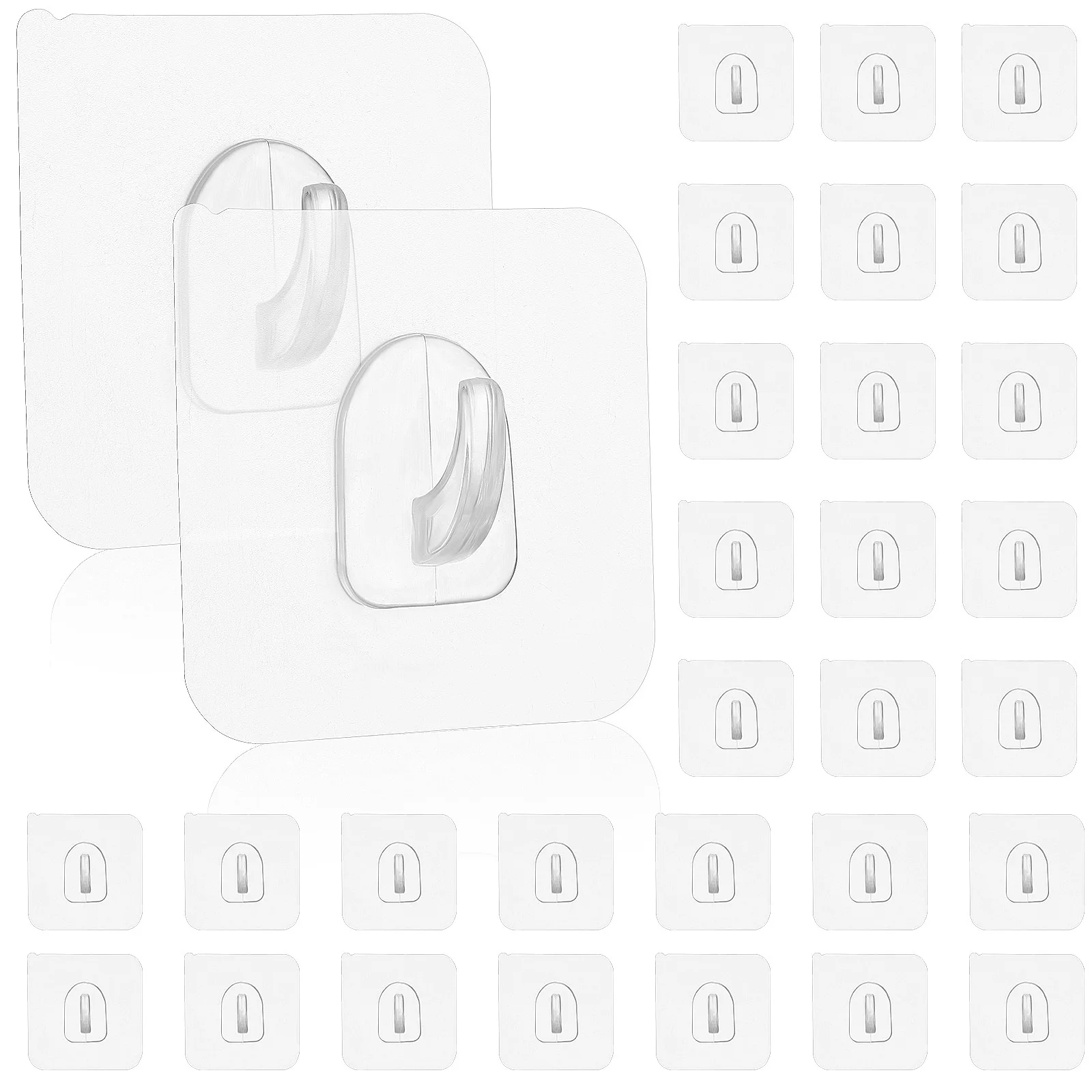 30개 투명 접착식 후크, 옷, 수건, 모자 등에 사용 가능한 간편하고 심플한 홈 수납 솔루션, 자가 접착식 투명 후크