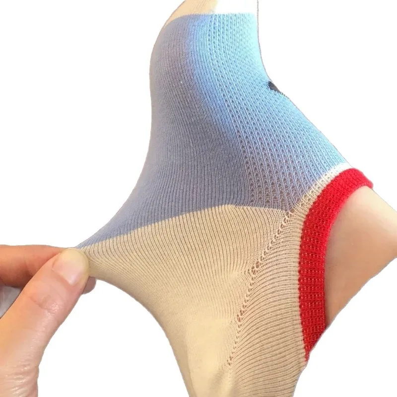 5 pairs Casual comfortable women's boat socks fashionable short socks color blocked stripes light mouth socks cute cartoon socks