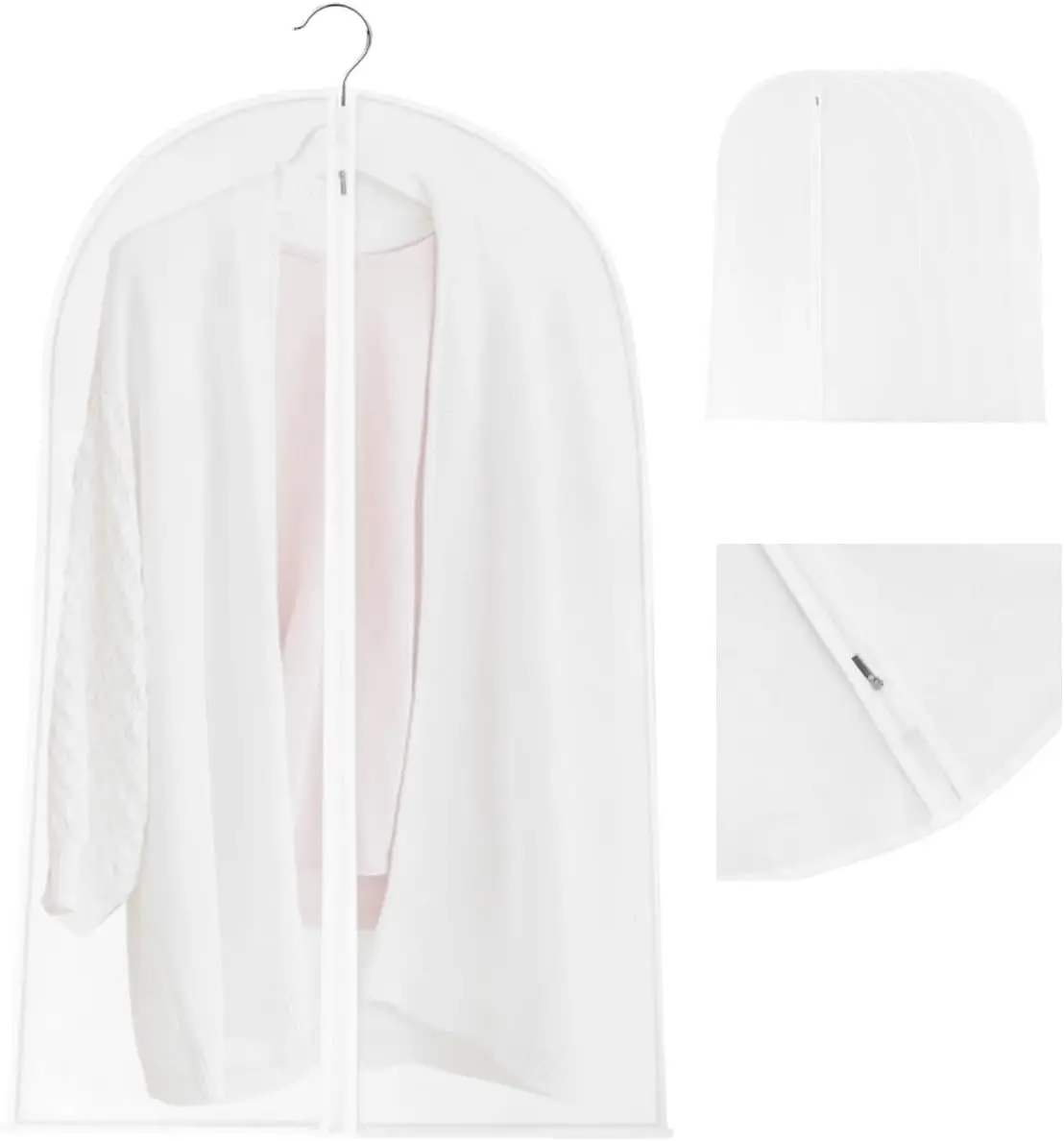 

10PCS Clear Garment Bags For Hanging Clothes, Clothes Covers Protecting Full Zipper Suit Bags Garment Cover for Closet