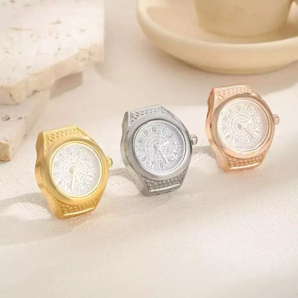 

New Fashion Real Watch Rings for Men Women Stainless Steel Case Quartz Movement Mini Clock Full Inlay Diamond Luxury Jewelry