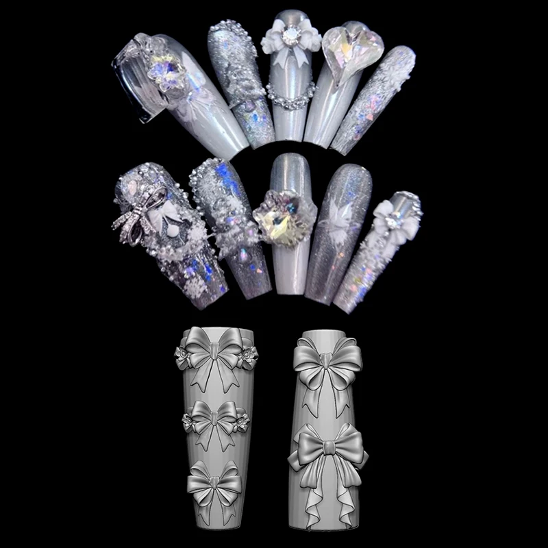 ثلاثية الأبعاد الشريط Bowknot سيليكون مسمار قالب مانيكير نحت قالب لينة ختم لوحات DIY بها بنفسك مانيكير الفن قالب أدوات الزينة