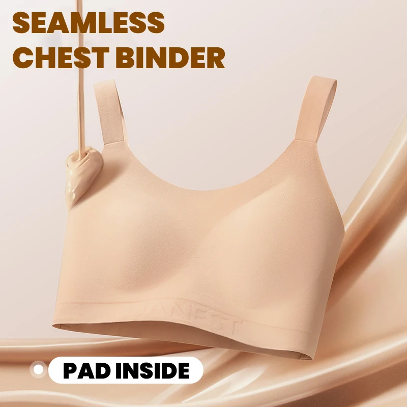 

Janest Seamless Chest Binder Back Support Strip Binder Chest Front Bra Pad Breathable Corsets