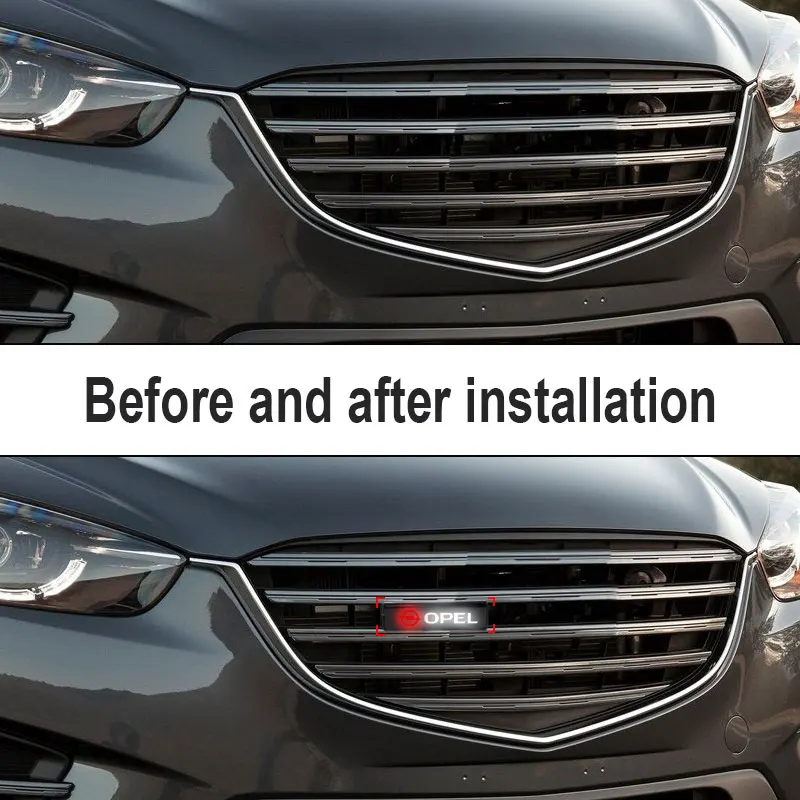LED Front Hood Grille Emblem Badge Decorative Car Light For Opel Adam Ampera Corsa Insignia Karl Rocks-e Astra Mokka Combo Monza view 5
