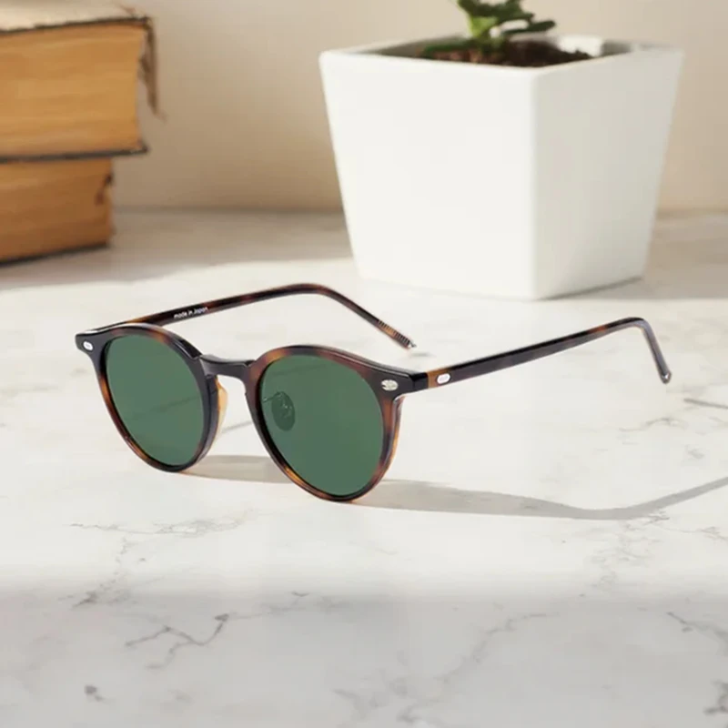 

Vintage Round Polarized Sunglasses for Men High Quality Acetate UV400 Sunglass Women Outdoor Driving Sun Glasses Eyewear Shades