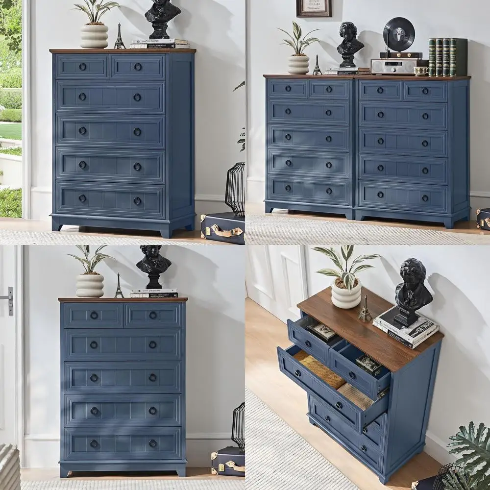 

Rustic Wooden 2-Drawer Chest with Metal Handles for Storage in Living Room, Hallway, or Entryway