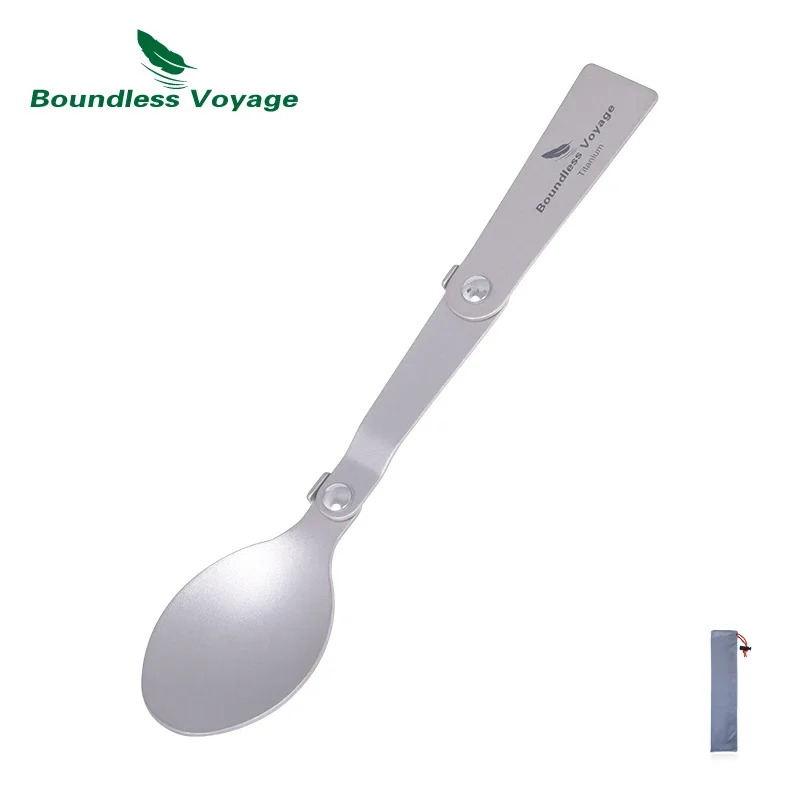 

Boundless Voyage Titanium Folding Spoon Lightweight Portable Kitchen Utensil 3-Stage Foldable Tableware for Home Picnic Use