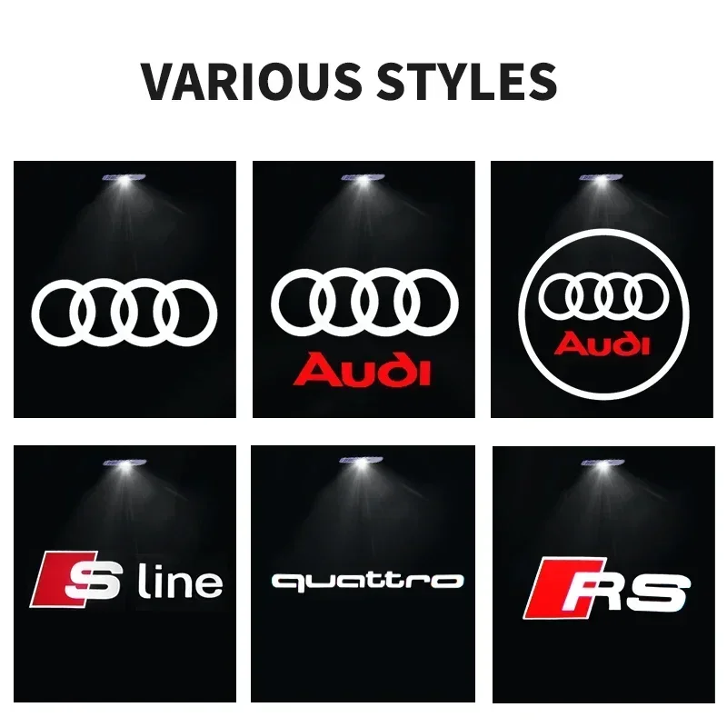 Glass HD Car Door Welcome Lights  Lamps Decoration For Audi Sline A3 A1 A4 A6 B8 A5 B7 C7 A7 A8 B9 B6 C6 Q2 Q3 Q5 Q7 Q8 TT R view 2