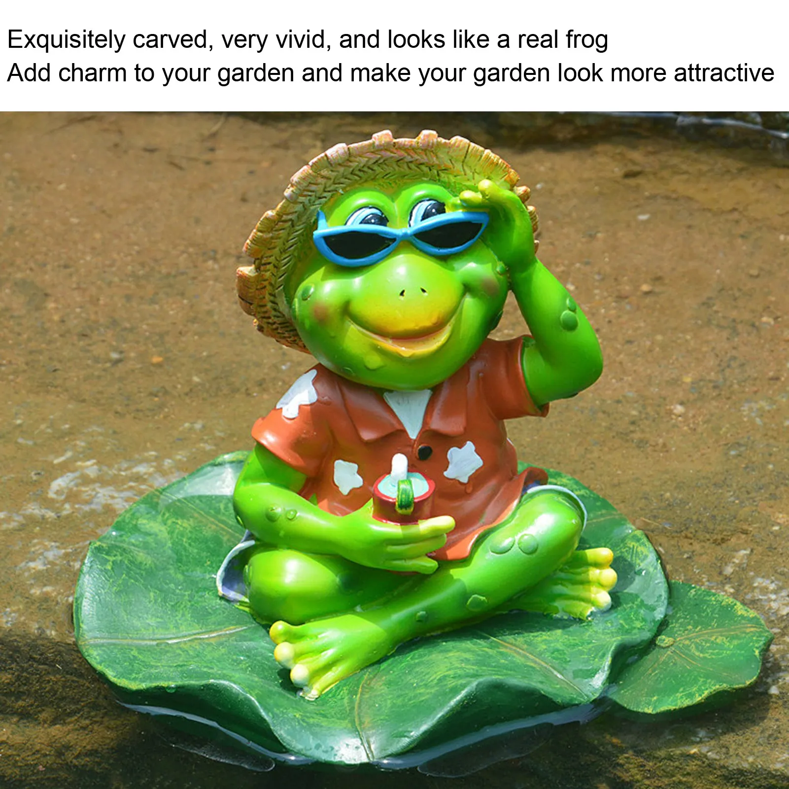 Floating Frog Statue Cute Resin Frog Sculpture Garden Ornament For Outdoor Pond Decoration