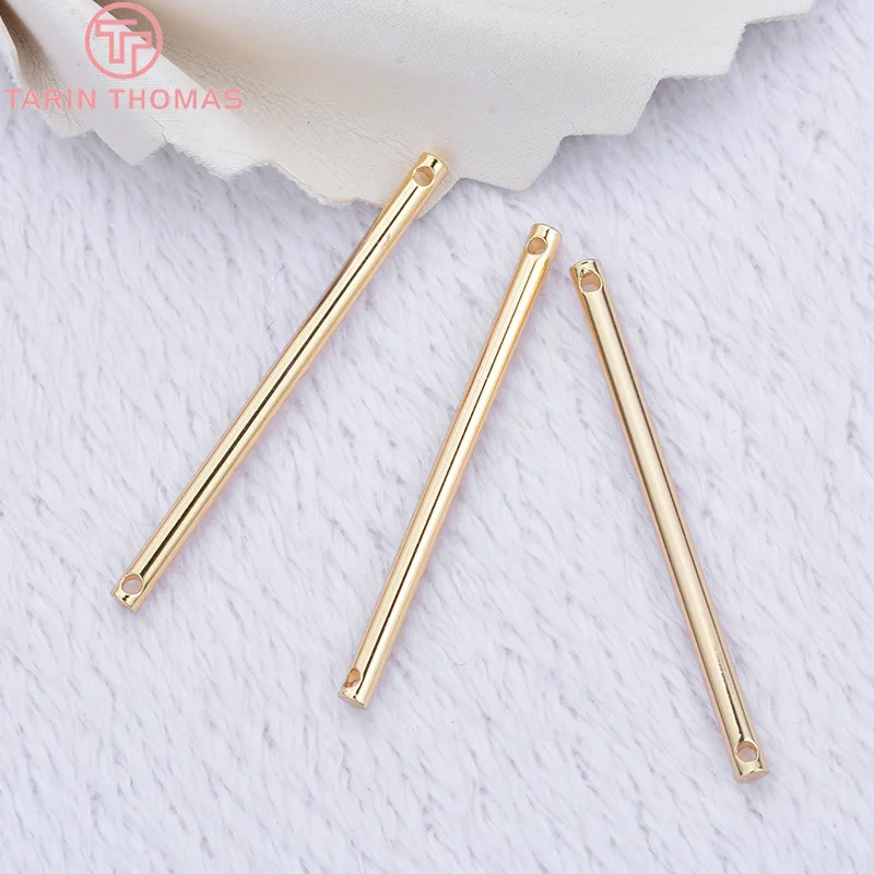 (1902)10PCS 35x2MM 50x2MM 24K Gold Color Brass Rods Connector Charms Pendants High Quality Diy Jewelry Findings Accessories