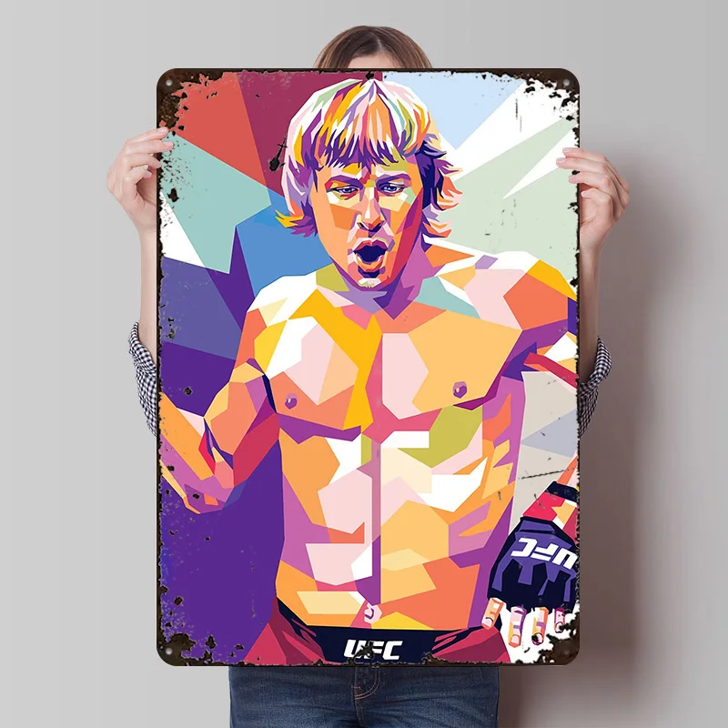 UFC مقاتلة البوب الفن علامة معدنية الملاكمة جدار الفن الملصقات على الجدار عناصر الديكور خمر ريترو تين علامات للديكور المنزل #1