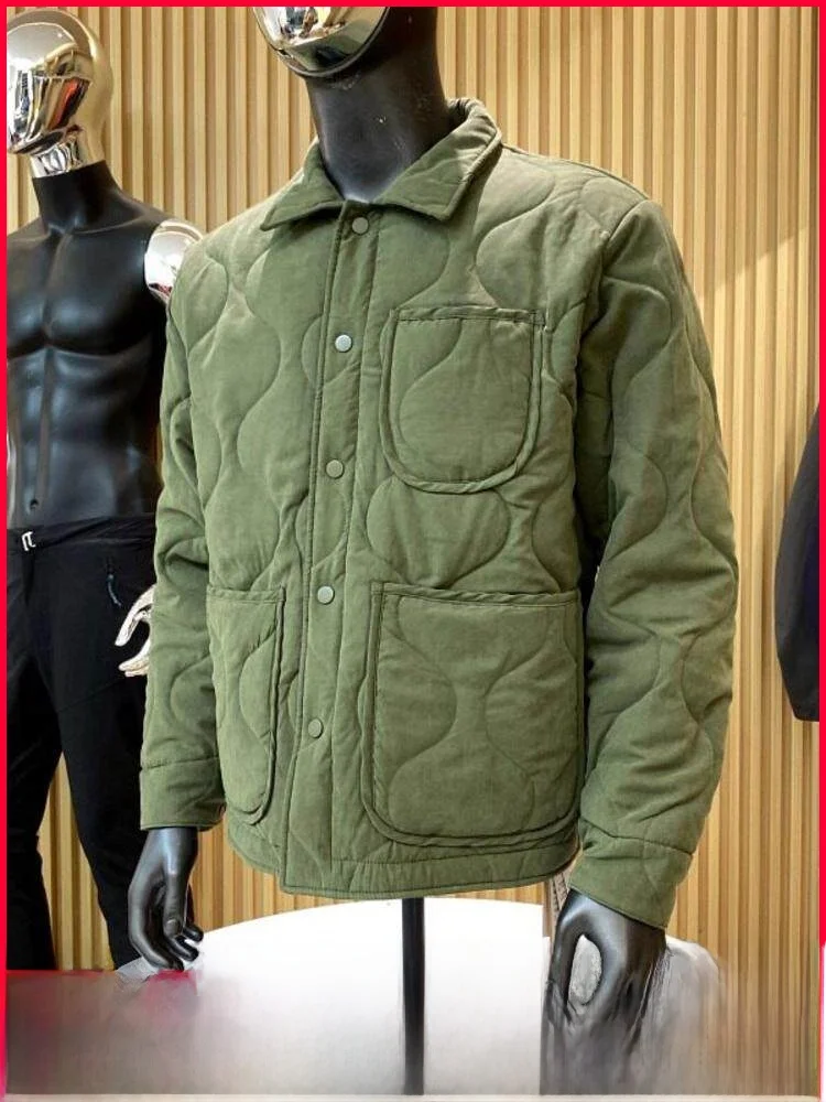 

Retro Hong Kong Sle Gourd Pattern Stitched Cotton Jaet Loose Collar Men's Casual Cotton Padded Outerwear Autumn Winter