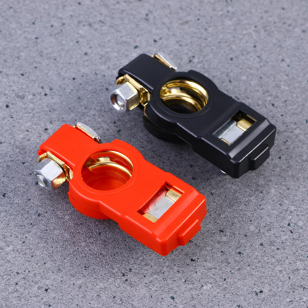 

Pair of Universal Copper Car Battery Terminal Clamps for 6V 12V Vehicles Boat Van Lead-Free Adjustable Fit Positive Negative