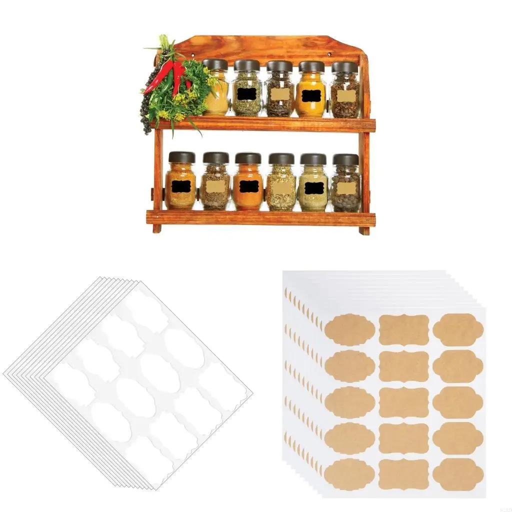 62KD 120PCS Fancy Kraft Label Sticker Adhesive Gift Note for Essential Oil Jars Crafts and Homemade Items