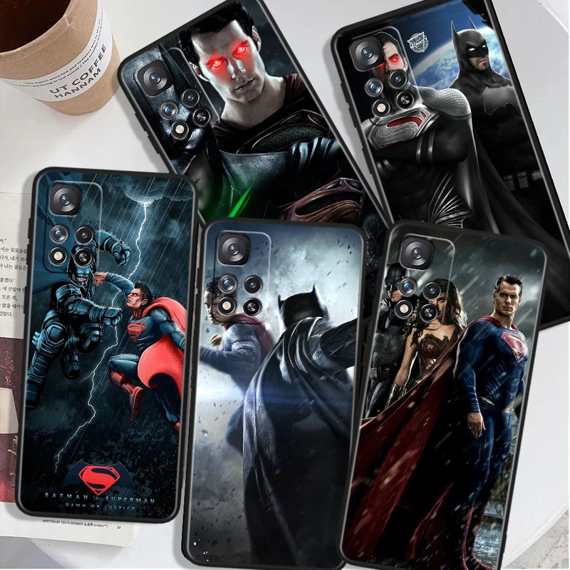 Superman Batman For Xiaomi Redmi Note 13 12 11T 11E 11S 10T 10S Turbo Pro Plus Max Lite Black Soft Phone Case