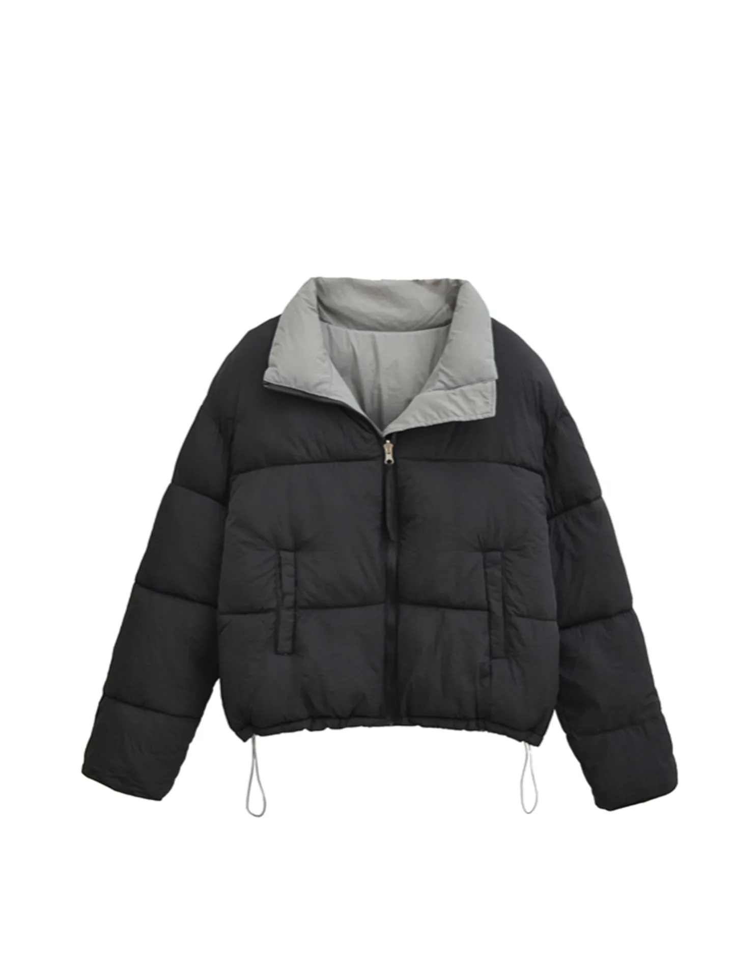 ملابس على الوجهين ort down القطن Jaet المرأة Thiened معطف الشتاء الخبز الدافئ Sle القطن معطف مبطّن سستة إغلاق