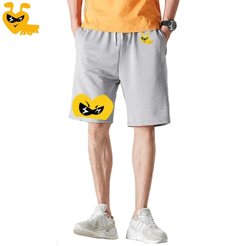 Quebrar ovo masculino shorts de algodão dos desenhos animados bonito formiga bordado meio coração impressão cordão elástico verão metade casual shorts